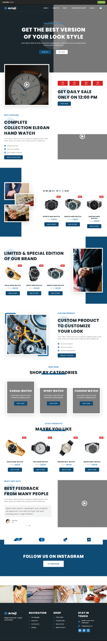 Arloji Modern Hand Watch Shop Ecommerce preview